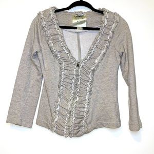 NWOT Anthropologie Nick & mo Vintage Style Terry Ruffle Zip up jacket XS